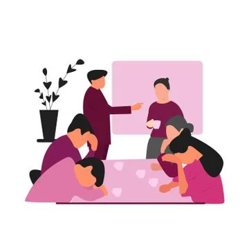 Colleagues sleeping and getting tired in a business meeting Stock Illustration