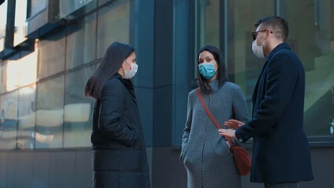 Colleagues talking outside Stock Footage 127150520