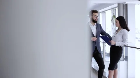 Colleagues Talks At Break Stock Footage 76326922