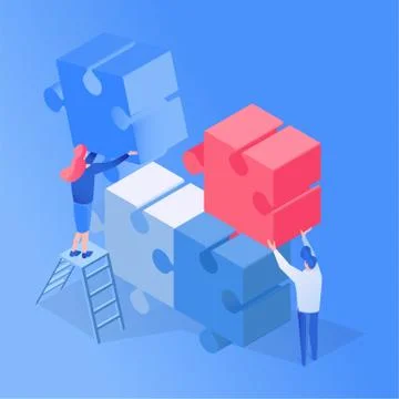 Colleagues teamwork, partnership isometric vector illustration Stock Illustration