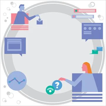 Colleagues Using Technology Having Online Meeting Discussing Future Project Illustrazione stock