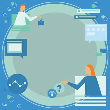 Colleagues Using Technology Having Online Meeting Discussing Future Project Illustrazione stock