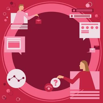 Colleagues Using Technology Having Online Meeting Discussing Future Project Illustrazione stock