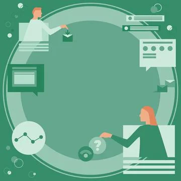 Colleagues Using Technology Having Online Meeting Discussing Future Project 스톡 일러스트