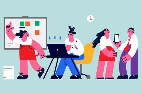 Colleagues working in office concept Illustrazione stock