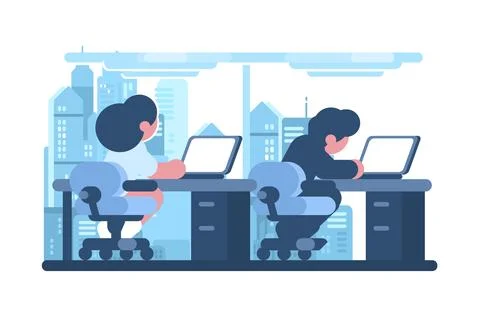 Colleagues Working at Office Desks Stock Illustration