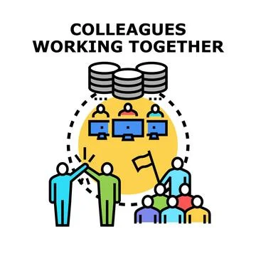 Colleagues working together for successful project development 스톡 일러스트