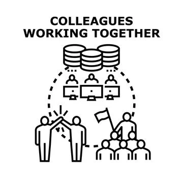 Colleagues working together for successful project development 스톡 일러스트