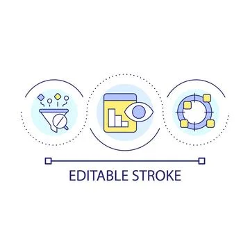Collect and analyse information loop concept icon Illustrazione stock