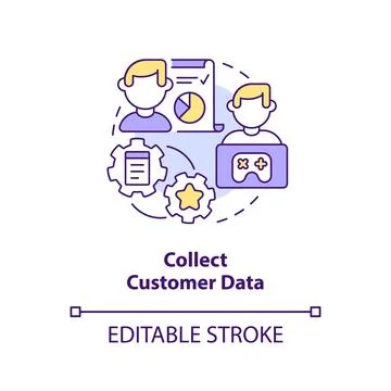 Collect customer data concept icon Stock Illustration