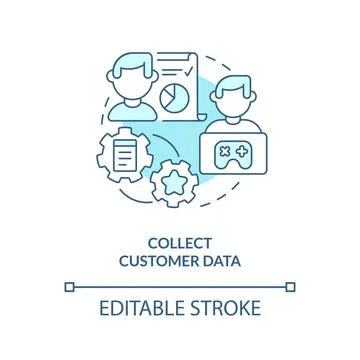 Collect customer data turquoise concept icon Stock Illustration