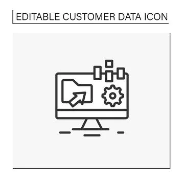 Collect data offline line icon Stock Illustration