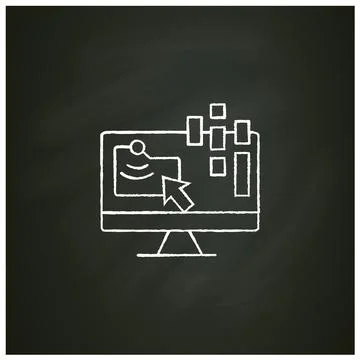 Collect data online chalk icon Stock Illustration