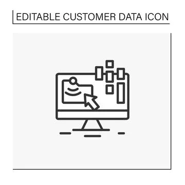 Collect data online line icon Stock Illustration