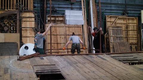 Collect stage decorations Stock Footage 125537867