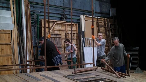 Collect stage decorations Stock Footage 125538332