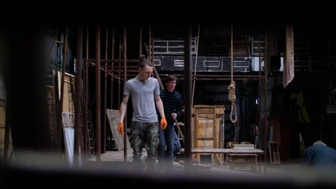 Collect stage decorations Stock Footage 125578065