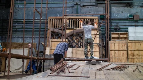 Collect stage decorations Stock Footage 125578467