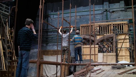 Collect stage decorations Stock Footage 125578739