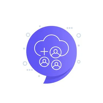 Collect user data in cloud line vector icon Stock Illustration