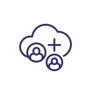 Collect user data in a cloud line icon Stock Illustration