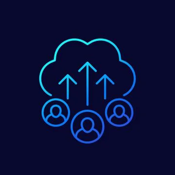 Collect user data line icon, vector Illustrazione stock