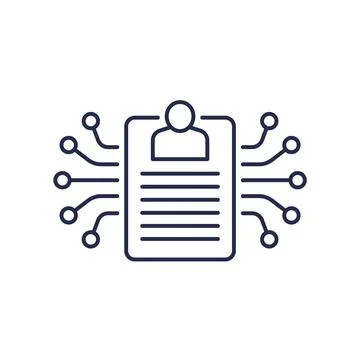 Collect user data line icon Stock Illustration