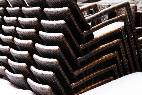 Collected brown chairs Stock Photos