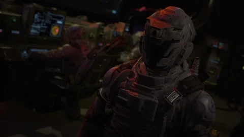 Collected dialogue shots of the soldier while following the mission 02 Stock Footage 276573533