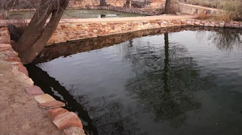 Collected Natural Spring Water at Pipe Spring National Monument 스톡 동영상 60928654