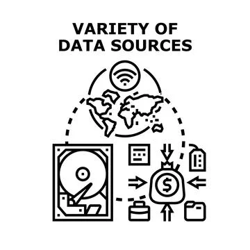 Collecting and analyzing data from various sources 库存插图