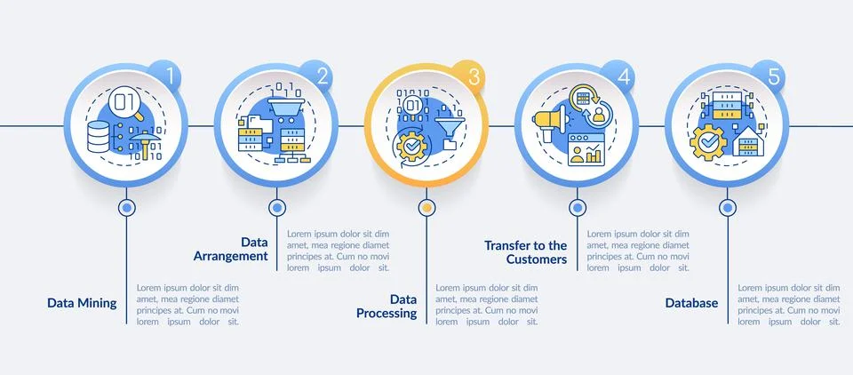 Collecting and processing data circle infographic template Stock Illustration