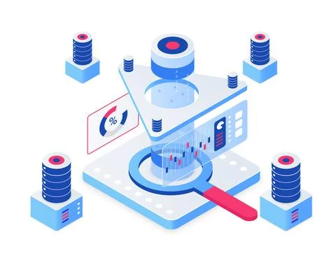 Collecting and processing data tool platform Stock Illustration