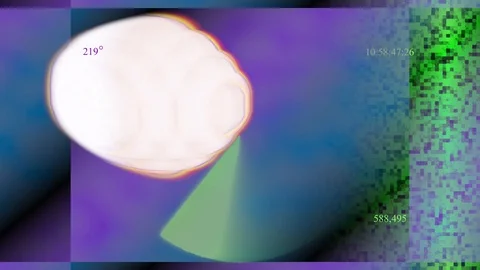 Collecting Binary Data of Deep Space Flying Big Burning Plasma Comet Front Vi Video stock 112996982