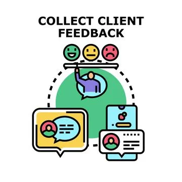 Collecting client feedback for customer satisfaction survey data Stock Illustration