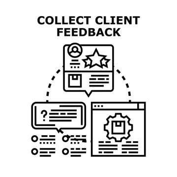 Collecting client feedback for product and service improvement Stock Illustration