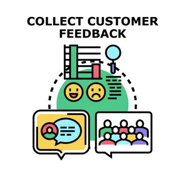 Collecting customer feedback concept evaluating satisfaction data Stock Illustration