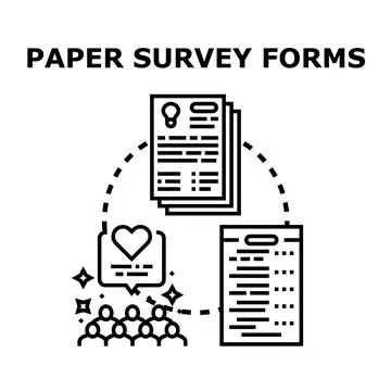 Collecting customer feedback through paper survey forms Stock Illustration