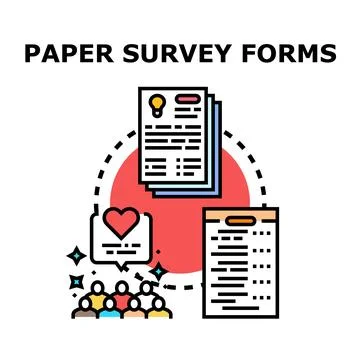 Collecting customer feedback through paper survey forms Stock Illustration
