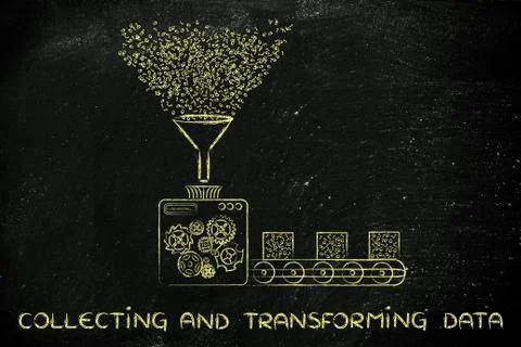 Collecting data, factory processing binary code Stockillustratie