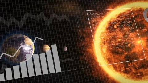 Collecting data panel appearing, star receiving, links tracing binary matrix Stock Footage 335739243
