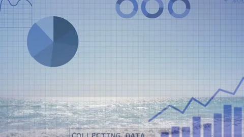 Collecting-data readout appearing, charts growing, pie forming, trend lines Stock Footage 333689449