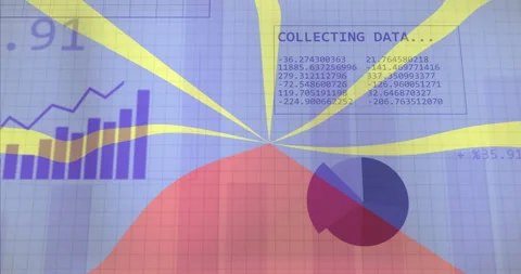 Collecting data text animation over graphs and charts on Reunion Radiant Volcano Stock-Footage 306435007