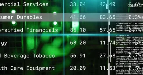 Collecting data text image over green digital code and interface elements Stock Photos