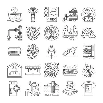 Collecting different thin linear icons vector set イラスト素材