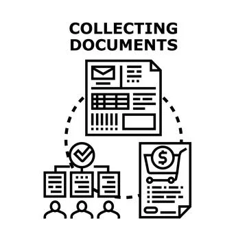 Collecting documents for data organization and management Stock Illustration