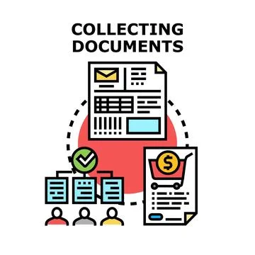 Collecting documents for data organization and management Stock Illustration