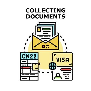 Collecting documents for visa and customs declaration Stock Illustration