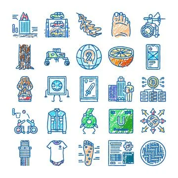 Collecting doodle scribble icons and conceptual designs Stock Illustration