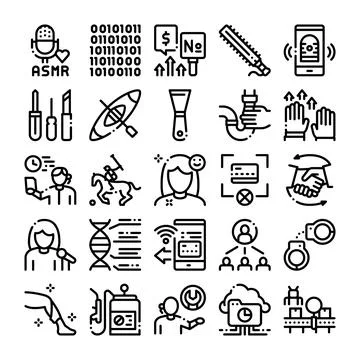 Collecting essential services goods and technology icons Stock Illustration